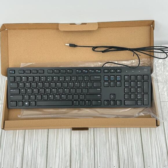 Dell black wired keyboard USB KB216-BK-US slim Qwerty quiet 104 keys NEW - Picture 3 of 9